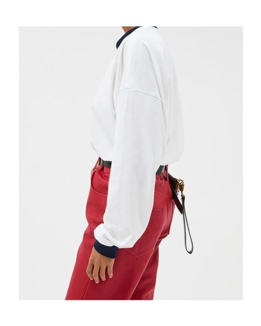 Versace White Medusa Hardware Long Sleeve V-Neck Top
