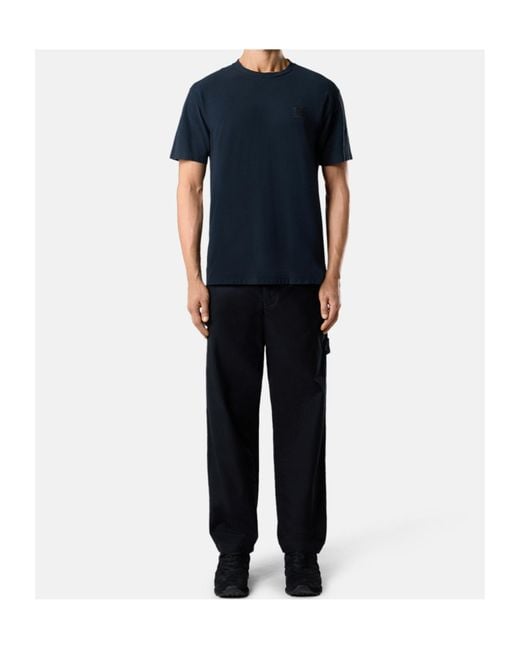 Stone Island Blue Plain Cotton T-Shirt for men