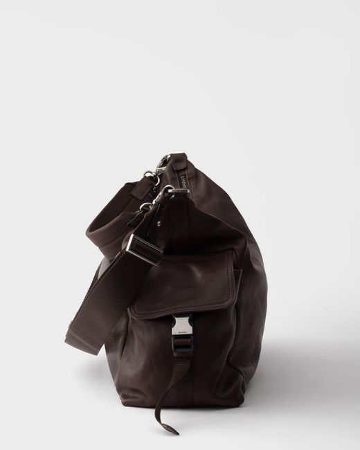 Prada Brown Explore Leather Shoulder Bag for men