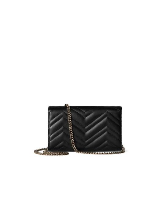 Gucci Black Logo Plaque Quilted Clutch Bag
