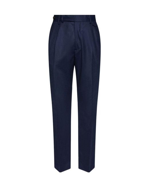 Brunello Cucinelli Blue Pleated Tailored Pants for men