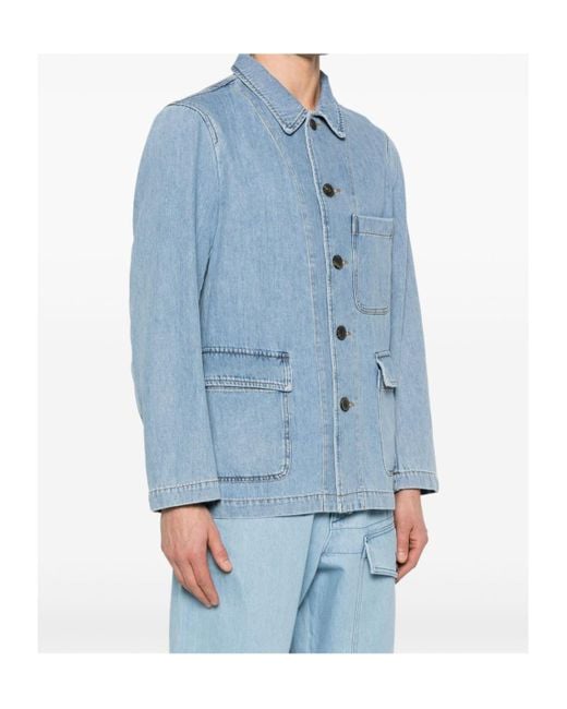 Dries Van Noten Blue Long Sleeved Denim Jacket for men