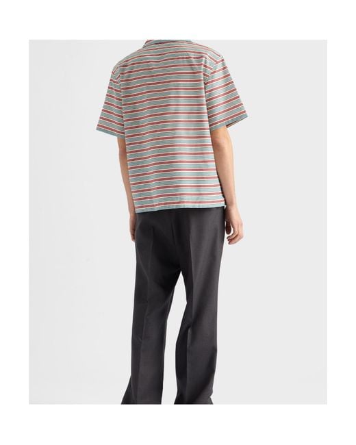 Prada Multicolor Striped Short Sleeved Bowling Shirt for men