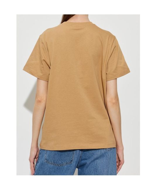 Ganni Natural Graphic Printed Crewneck T-Shirt