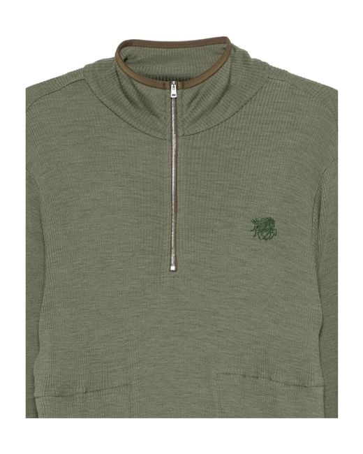 RANRA Green Half-Zip Wool Blend Knit Sweater for men
