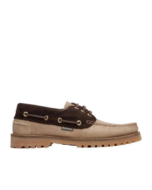 Barbour Brown Re-Engineered Deck Leather Boat Shoes for men