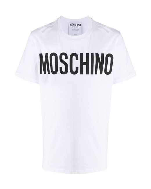 Moschino White Logo Print T-Shirt for men