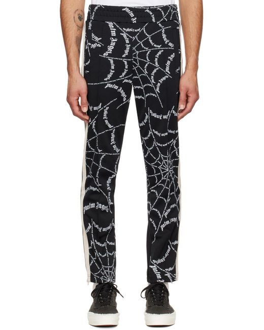 Palm Angels Black Logo-Print Track Pants for men