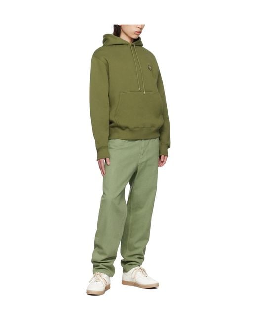 Maison Kitsuné Green Maison Kitsuné Bold Fox Head Patch Drawstring Hoodie for men