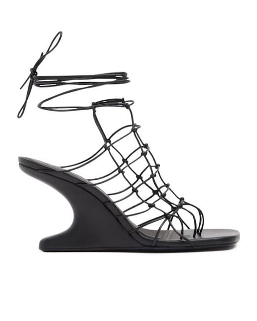 Rick Owens Black Wedge Sandals With Ankle Strap for men
