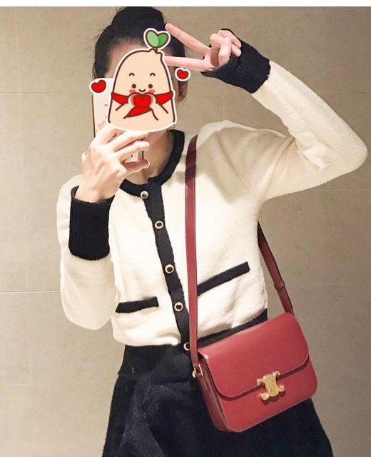 Céline Red Classique Triomphe Bag