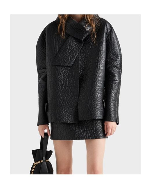 Prada Black Bonded Nappa Leather Jacket