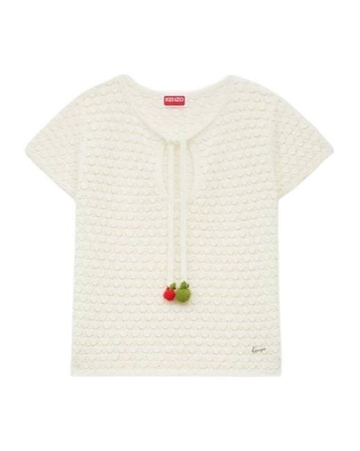 KENZO White Appel Pop' Crochet Top