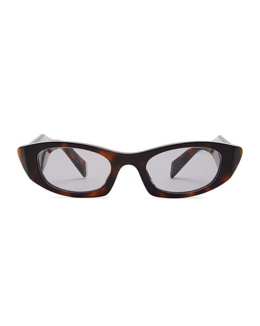 Prada White Narrow Oval-Frame Sunglasses