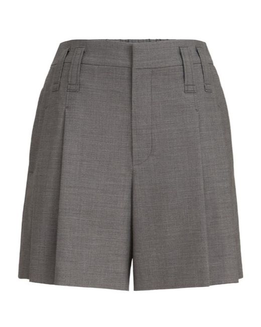 Brunello Cucinelli Gray Tropical Luxury Wool Formal Shorts With Monili