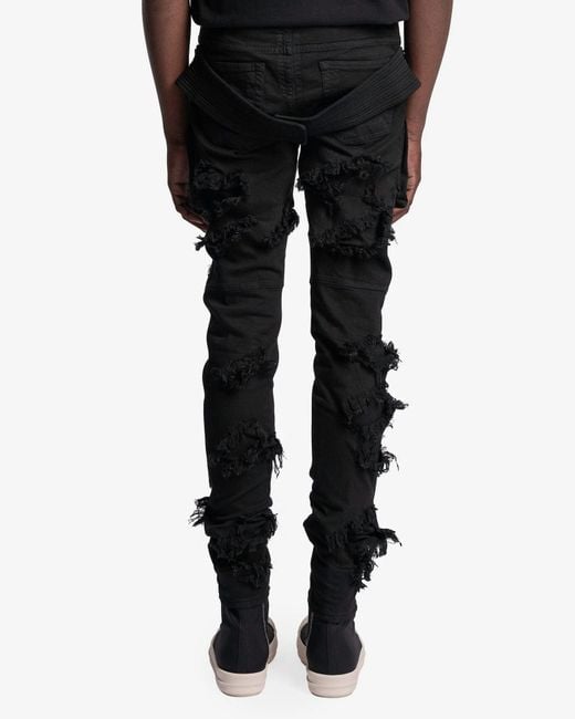 Rick Owens Black Pocket Imitation Old Denim Trousers for men