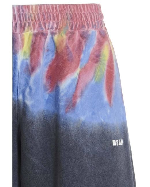 MSGM Blue Logo Printed Tie Dyed Bermuda Shorts for men