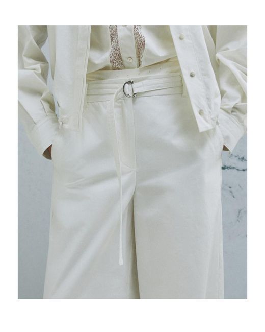 Marella White Parachute Canvas Trousers