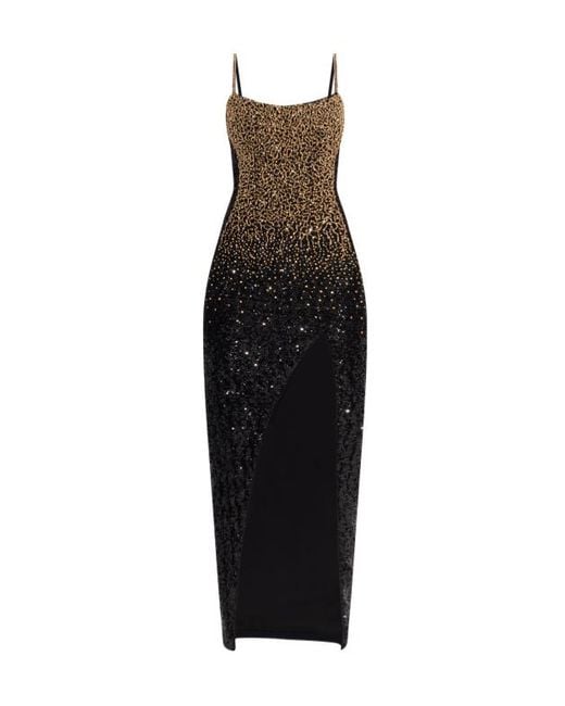 Balmain Black Sequin Embellished Spaghetti Strap Dress