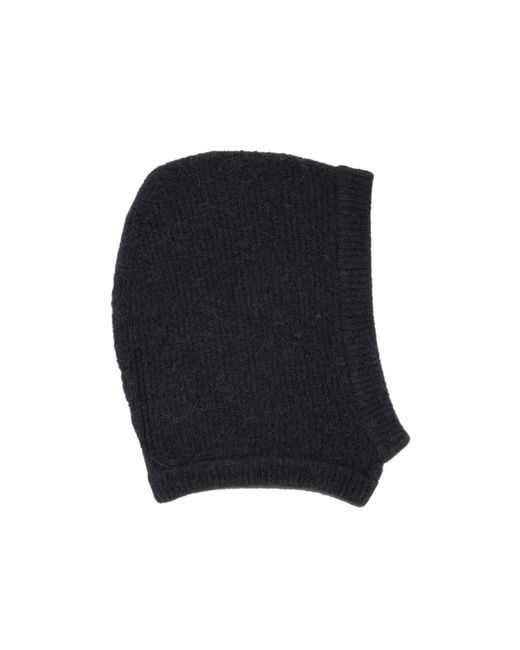 Rick Owens Black Ribbed-Knit Pull-On Balaclava Hat