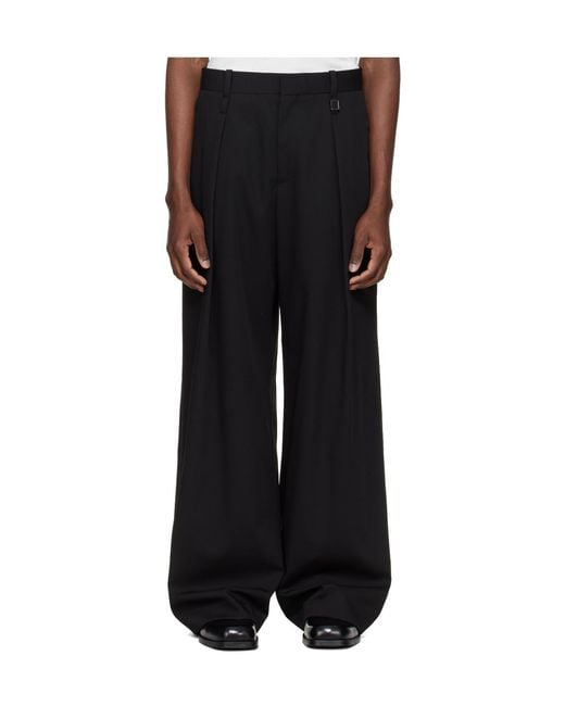 Wooyoungmi Black Single-Pleated Wide-Leg Casual Pants for men