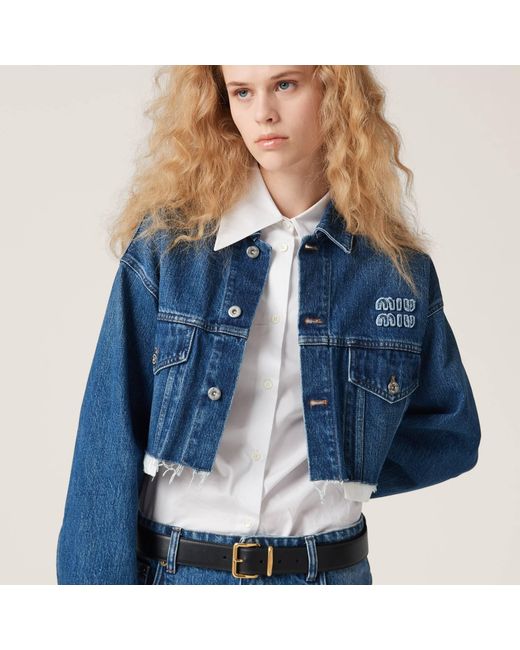 Miu Miu Blue Cropped Denim Jacket