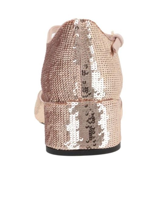 Prada Natural Sequined Round-Toe Pumps