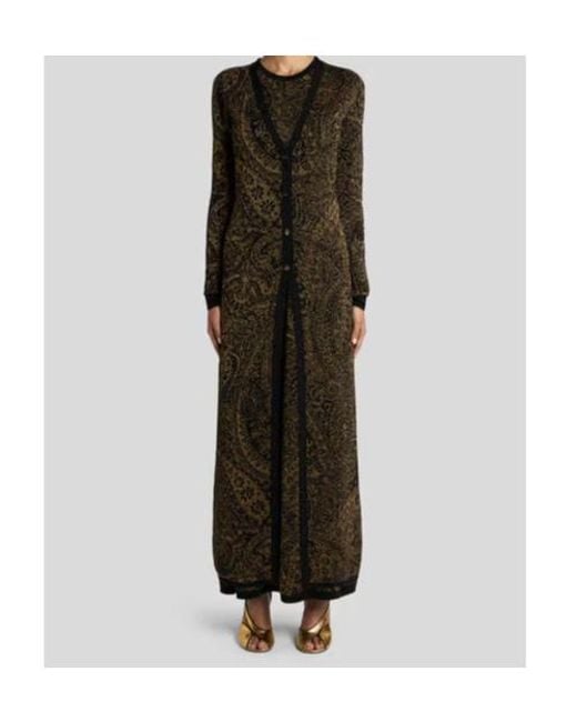 Etro Multicolor Paisley Jacquard Lurex Thread Maxi Cardigan