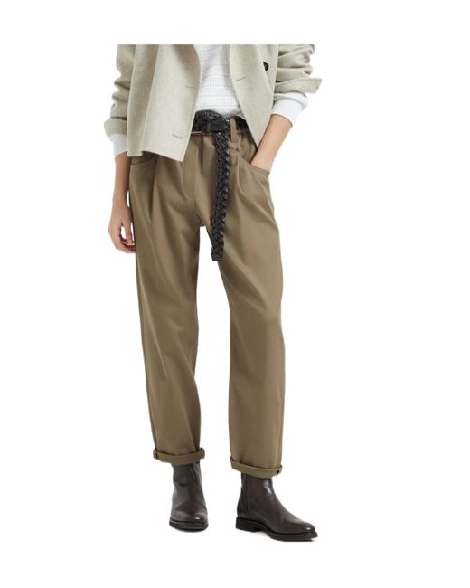 Brunello Cucinelli Gray High-Waisted Straight Leg Trousers
