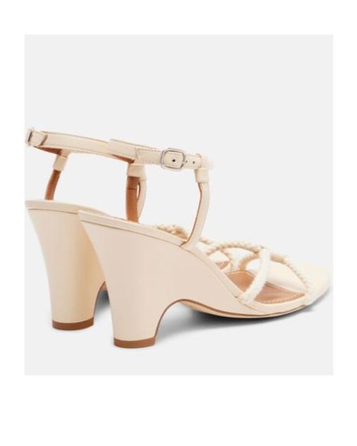 Staud Natural Eden Rope-Trimmed Leather Wedge Sandals