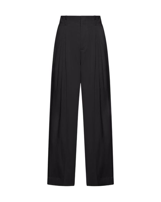 Bottega Veneta Black High-Rise Straight Leg Trousers