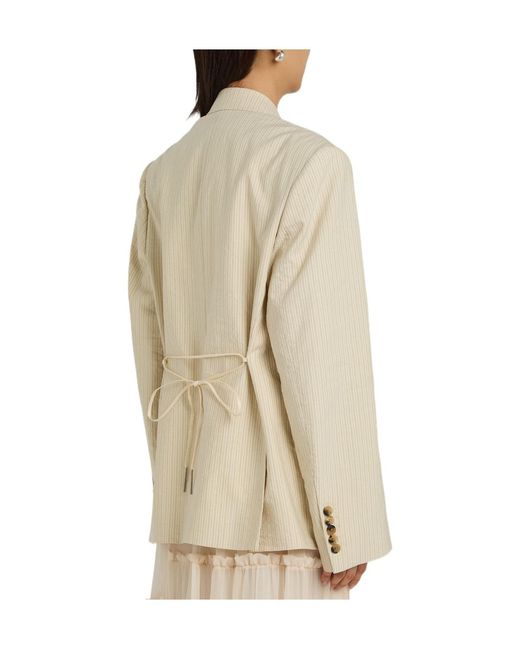 Dries Van Noten Natural Pinstriped Double-Breasted Blazer
