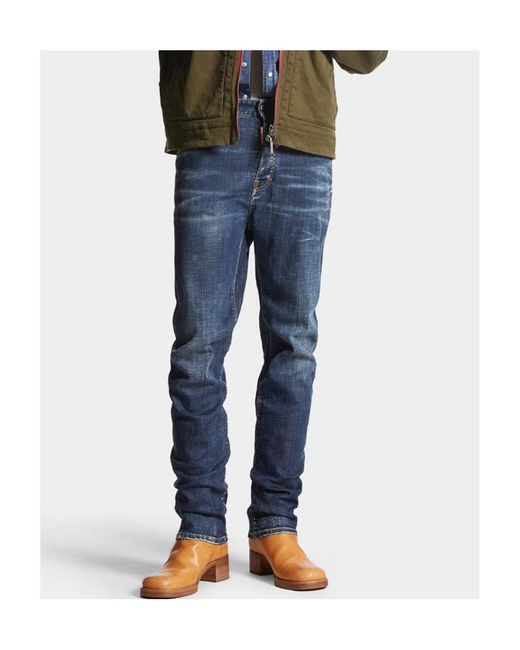 DSquared² Blue Logo Patch Straight-Leg Jeans for men