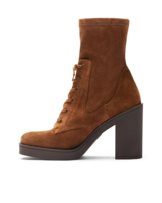 Stuart Weitzman Brown Thick Heeled Short Boots