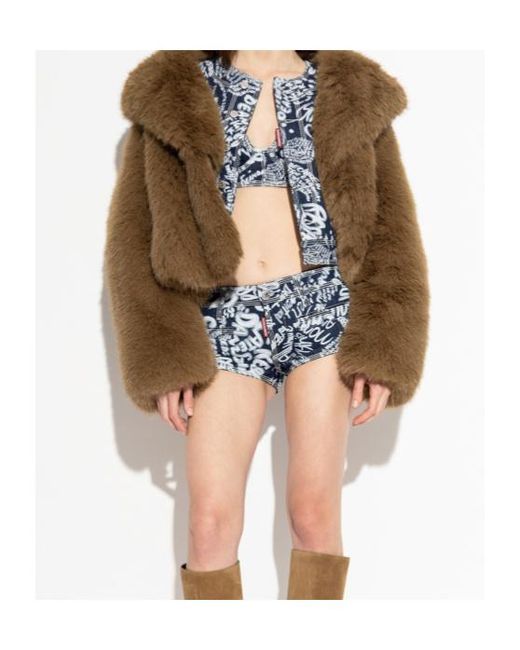 DSquared² Blue Pattern-Printed Denim Shorts