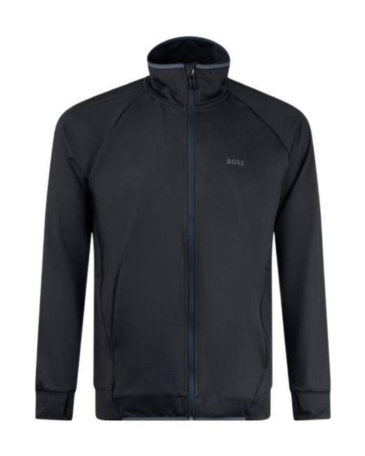 Boss Blue Logo-Print Zip-Up Jacket for men