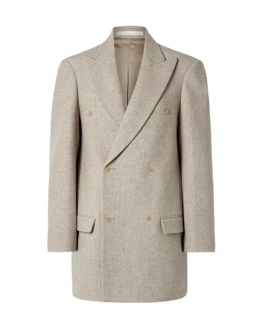 Carven Natural Double-Breasted Wool Blazer
