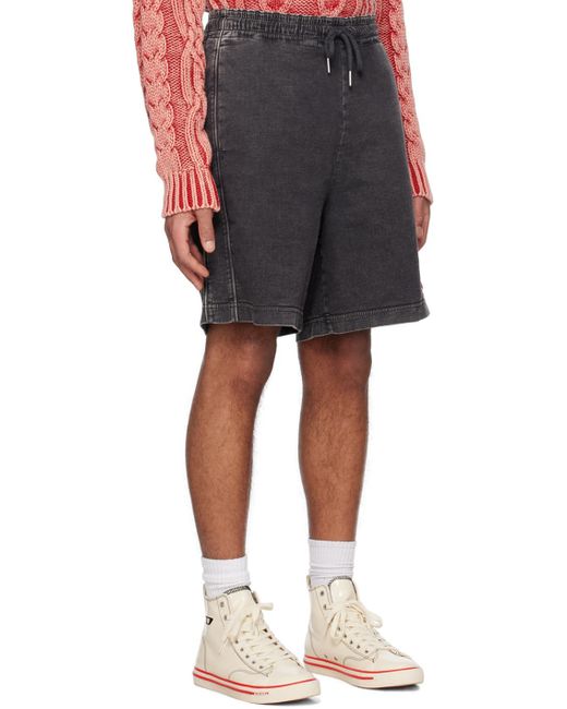 DIESEL Gray Logo Patch Drawstring Shorts for men
