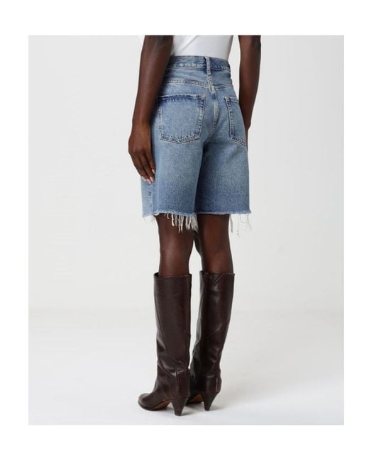7 For All Mankind Blue Lola Distressed Shorts