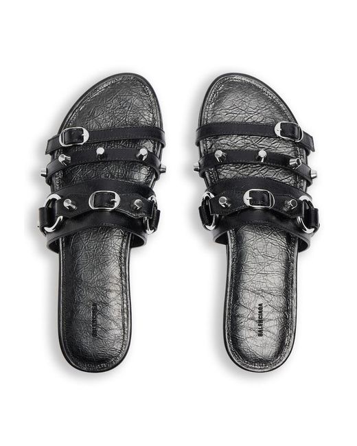 Balenciaga White Stud Detailed Slip-On Sandals