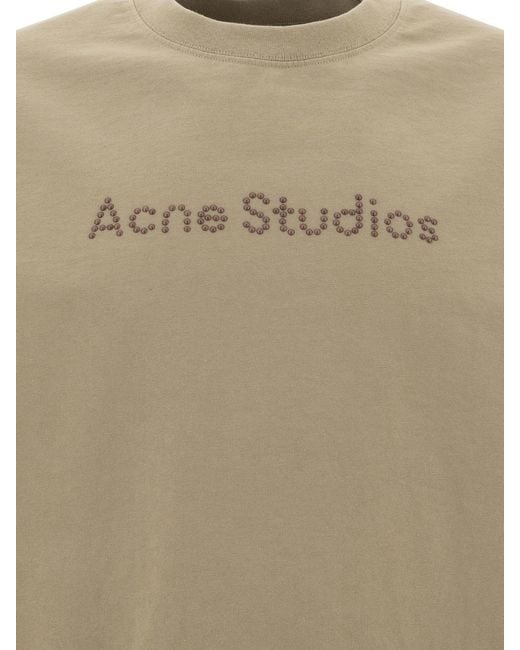 Acne Natural Logo Studded Crewneck T-Shirt for men
