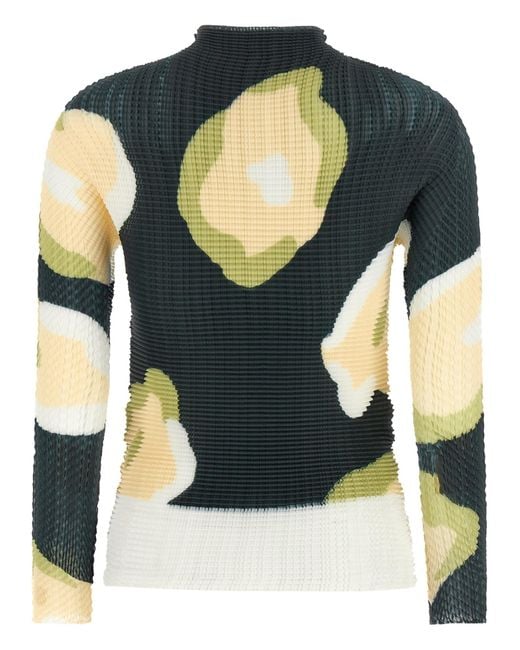 Issey Miyake Blue Verve Pleats Printed Top