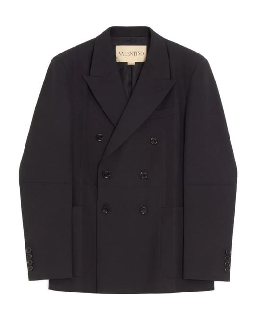Valentino Blue Double-Breasted Long-Sleeved Jacket for men