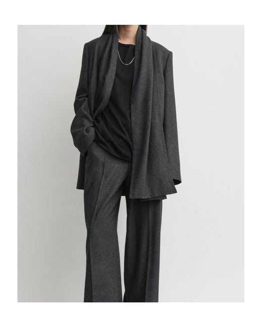 Totême Black Totme Single-Buttoned V-Neck Cape Blazer