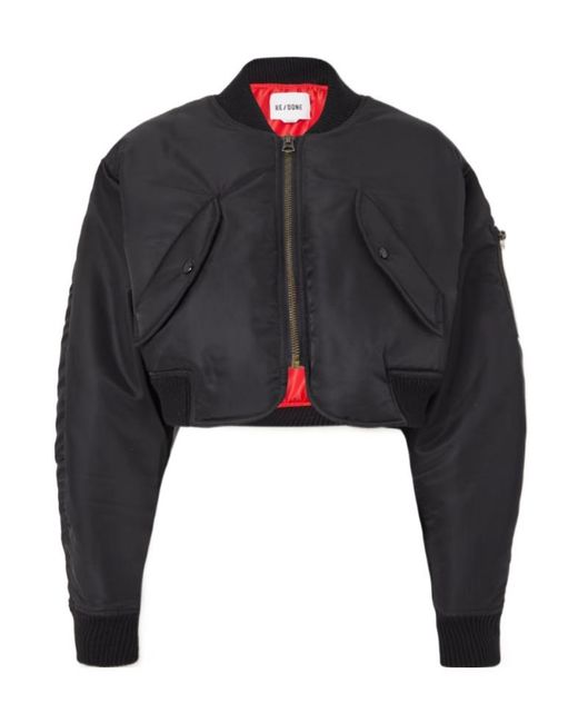 Re/done Black Cropped Bomber Jacket