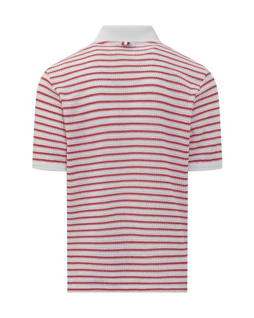 Thom Browne Red Striped Polo Shirt for men