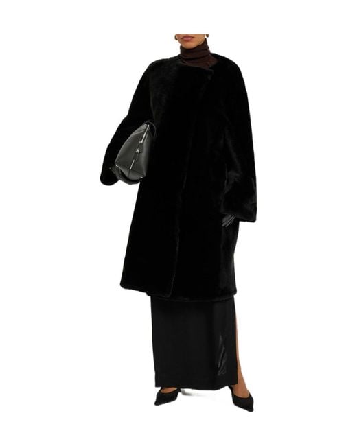 Totême  Black Shearling Coat