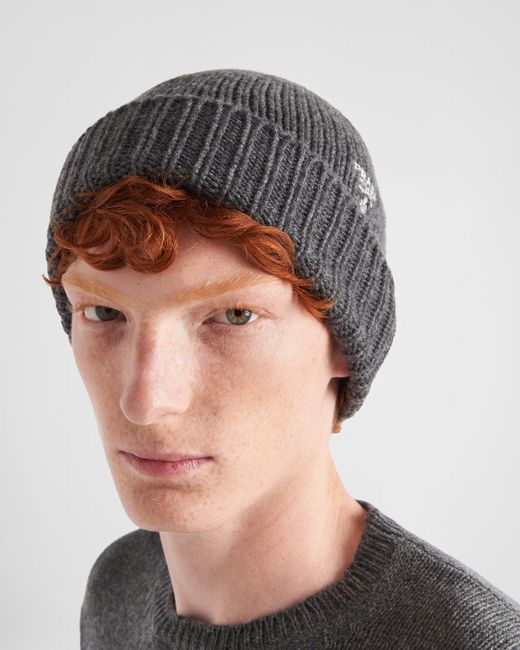 Prada Blue Cashmere Beanie for men