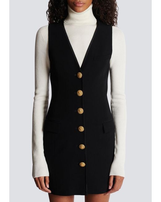 Balmain Black Sleeveless Crepe Dress