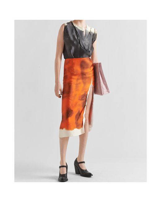 Prada Gray Tie-Dyed V-Neck Sleeveless Blouse